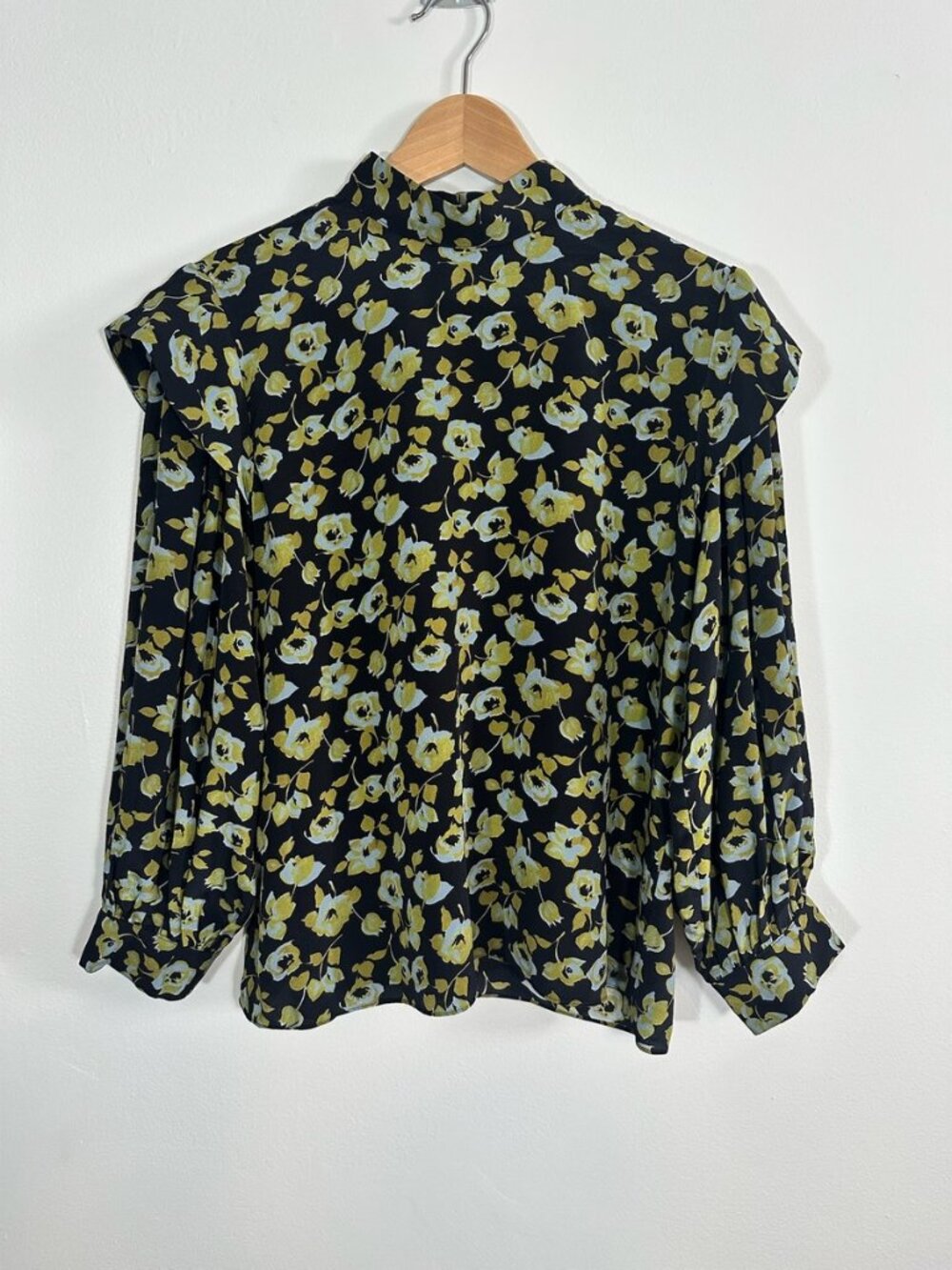 No.6 Store Yellow Floral Silk Puff Sleeve Blouse 2